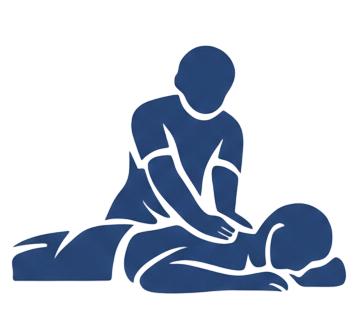 Pictogramme masseur massant le dos de son client