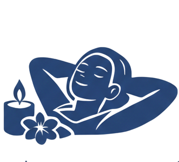Pictogramme femme qui se détend entourée de bougie et fleur
